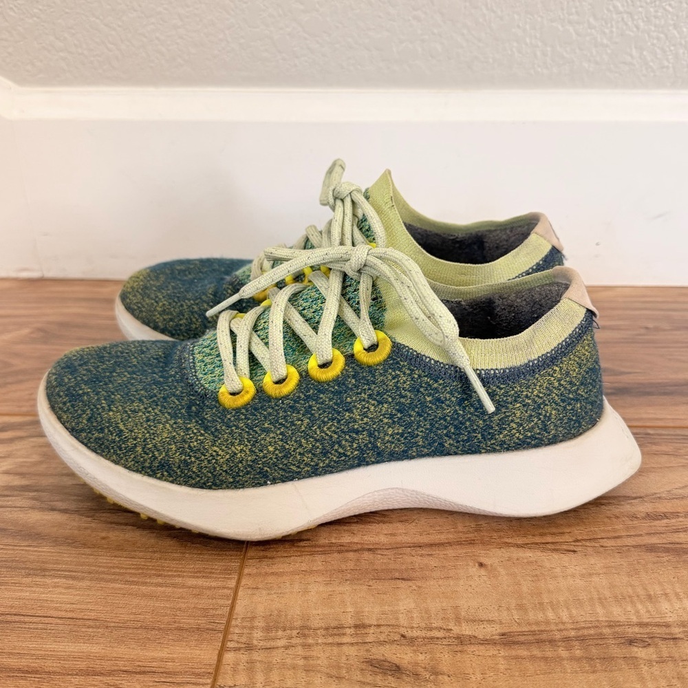 Allbirds Wool Dasher Mizzle Running Athletic Sneaker Green Yellow Size 7 - Picture 4 of 10